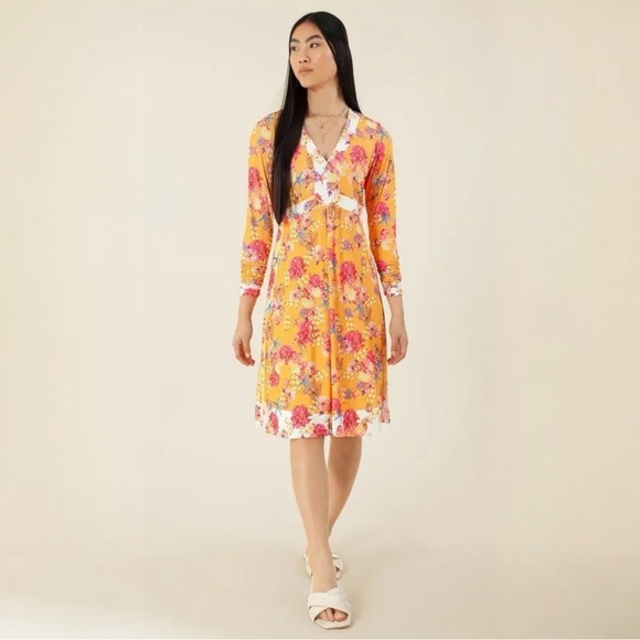 Nwt Hale Bob Yetty Orange Floral Dress - Picture 1 of 10